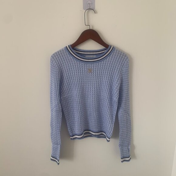 Chanel Blue Striped Trim Sweater - Picture 1 of 7